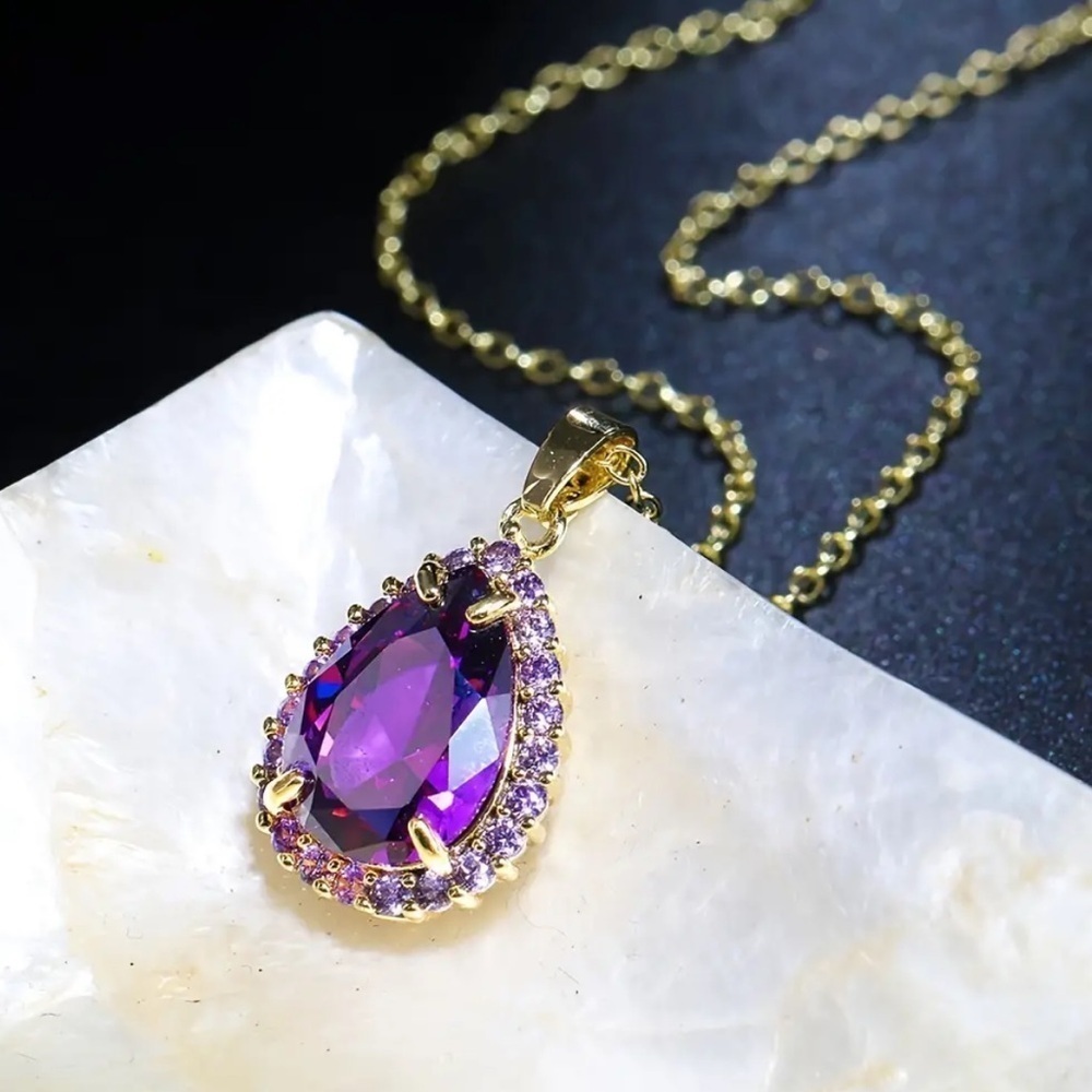 Purple Teardrop Necklace